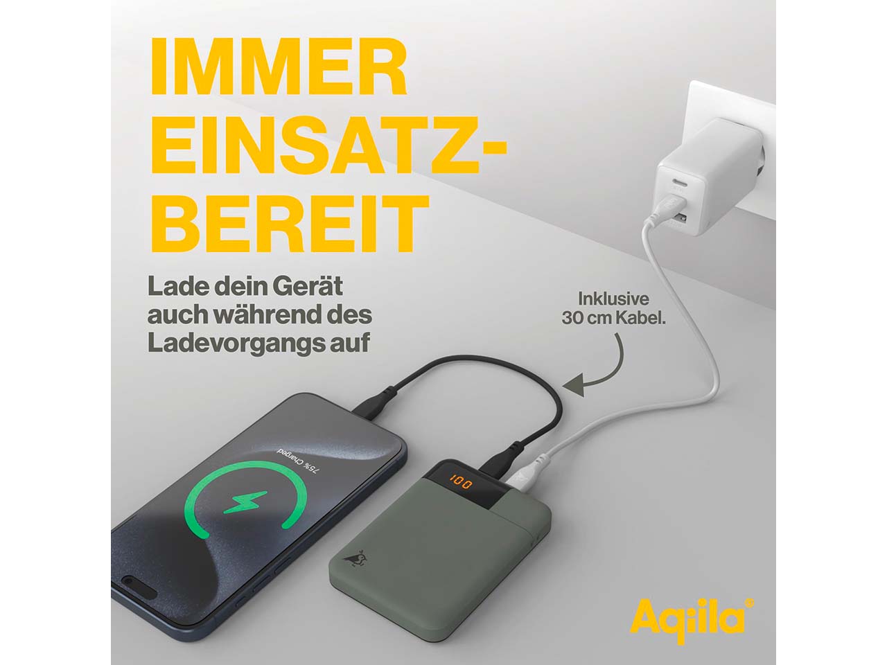 Aqiila Powerbank "Powerbird B5" 5.000 mAh, moosgrün