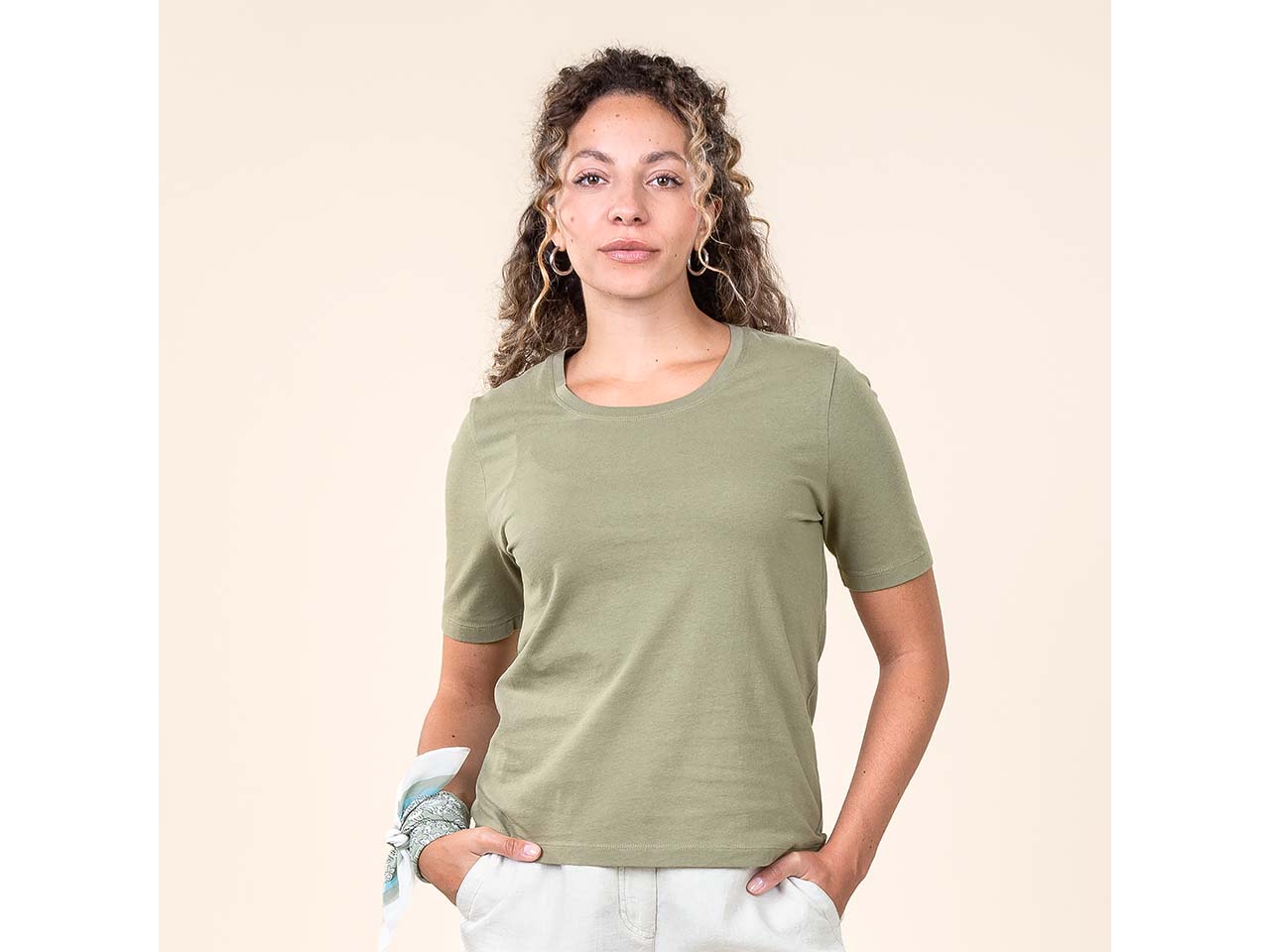 Living Crafts Bio-Damen-T-Shirt "TABERA" mit Rundhalsausschnitt, sage, Gr. S
