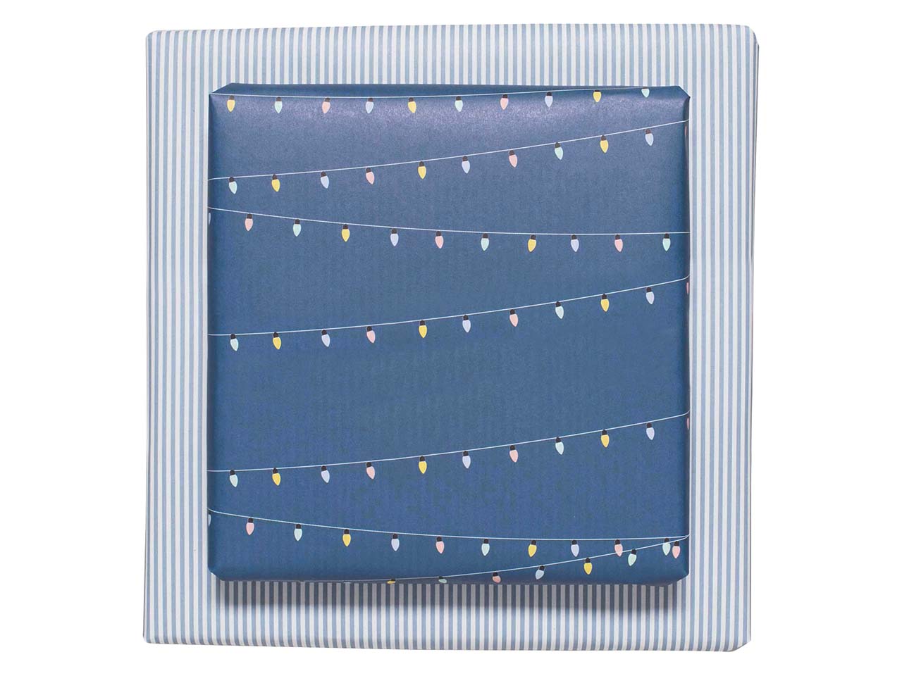 3 Bogen My Pretty Circus Recycling-Geschenkpapier "Fairy Lights + Stripes" petrol 48x67cm