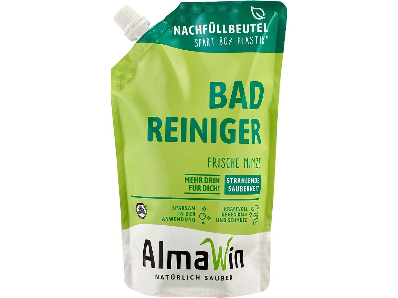 AlmaWin Nachfüllbeutel Badreiniger "Frische Minze", 0,5 l