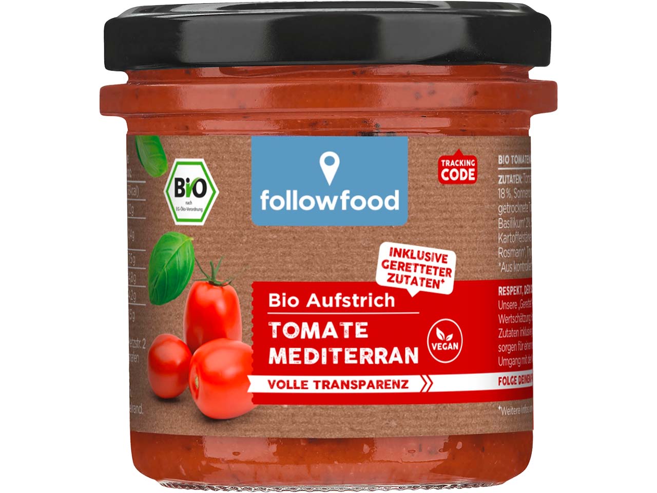 followfood Bio-Aufstrich Tomate mit Kräutern, 135 g