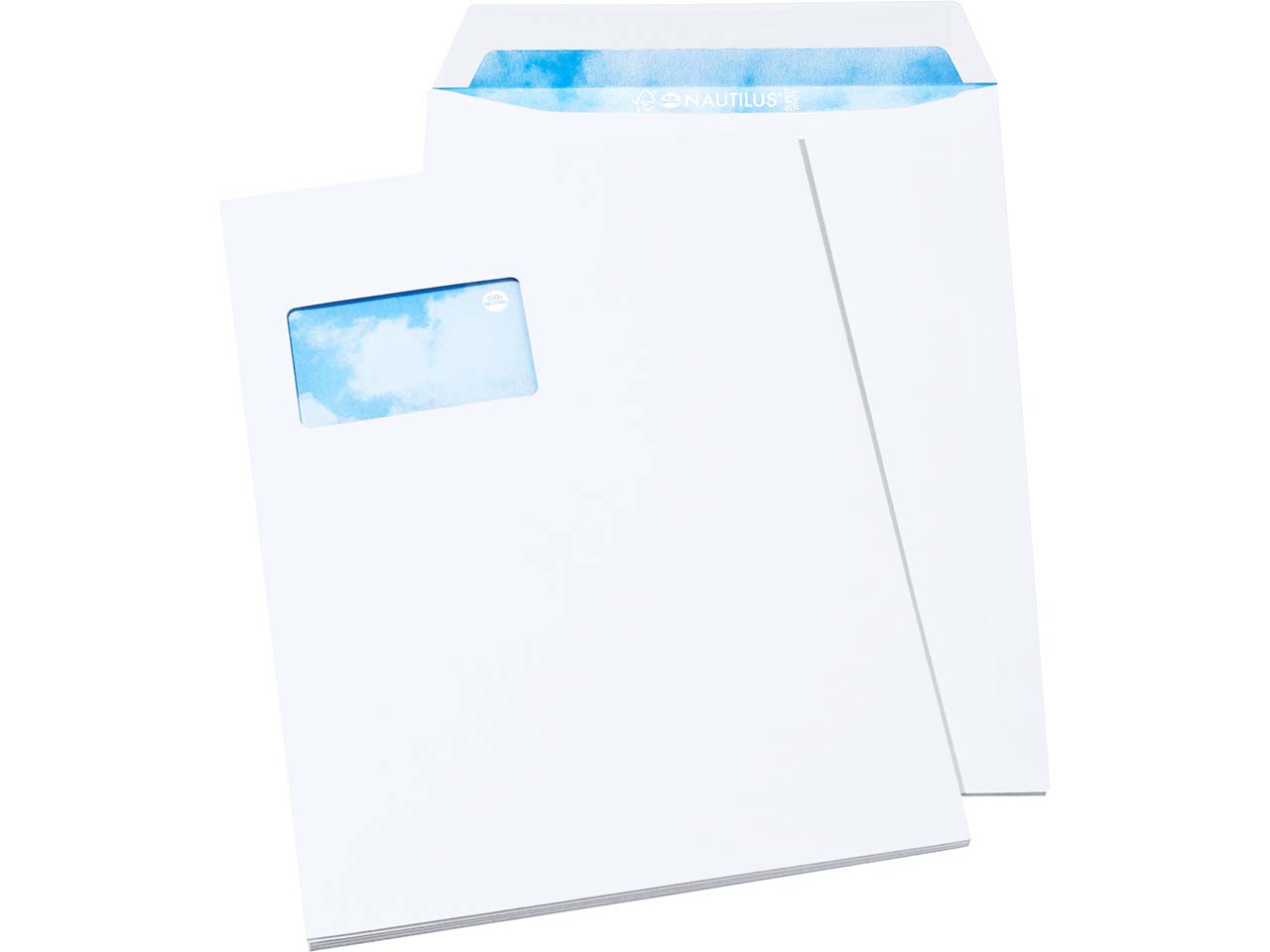 250 Versandtaschen "Nautilus Super White" DIN C4, mit Haftklebung und Fenster, 120 g/m²