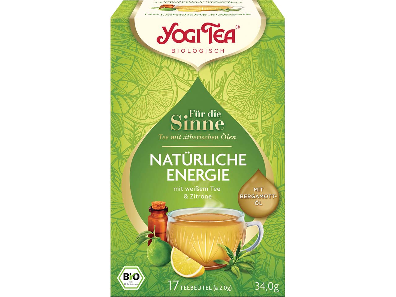 YOGI TEA Weißer Bio-Tee "Natürliche Energie" mit Bergamottöl, 34 g
