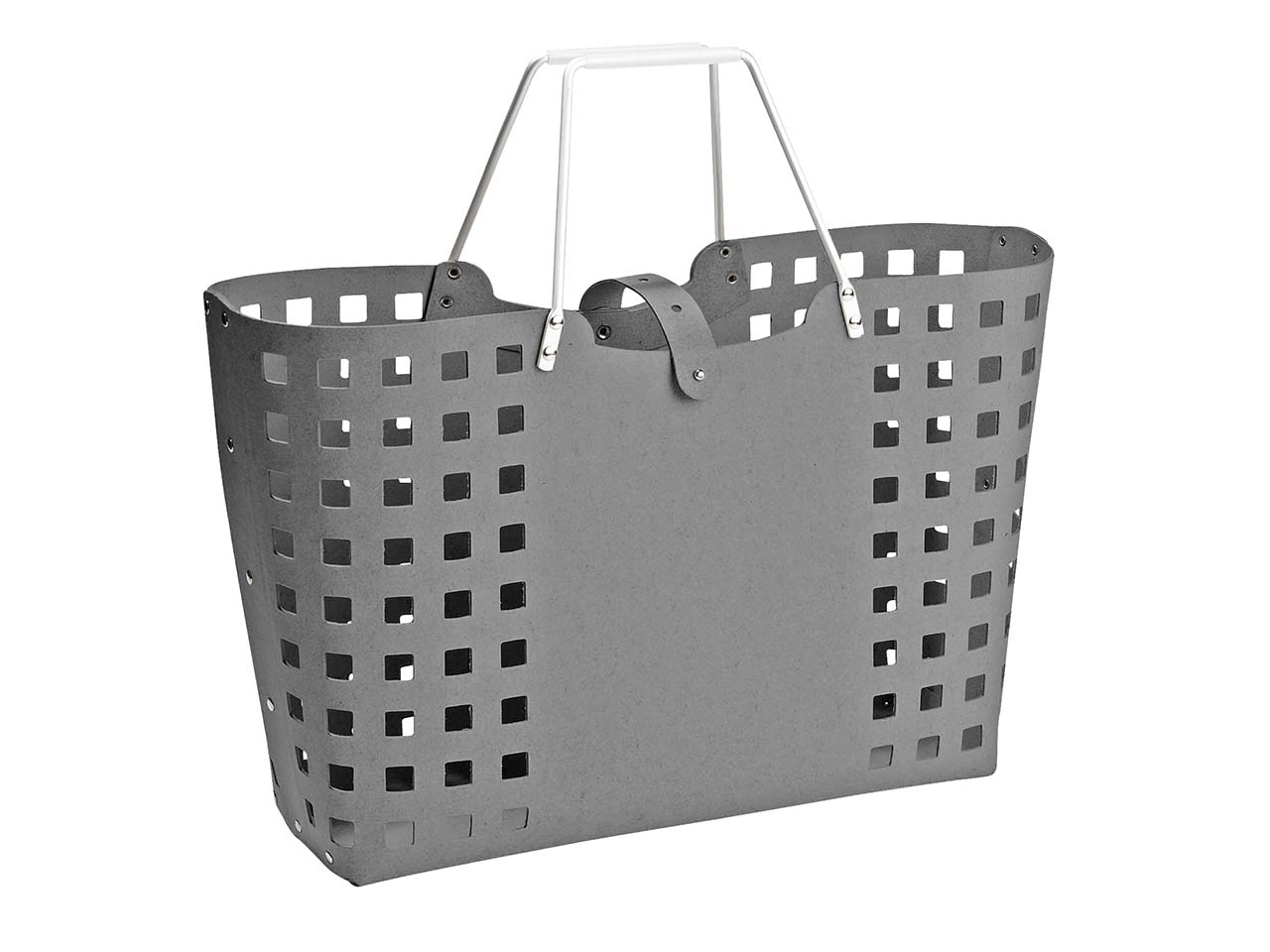 Einkaufskorb 'Square' aus Recyclingleder anthrazit