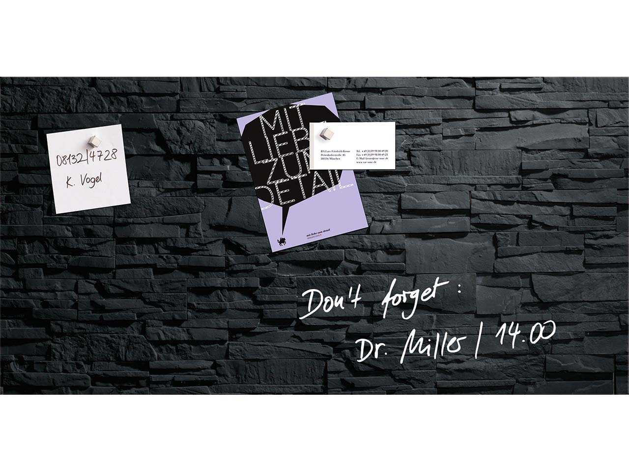 Sigel Glas-Magnettafel 'artverum' 91 x 46 cm, Schieferstein