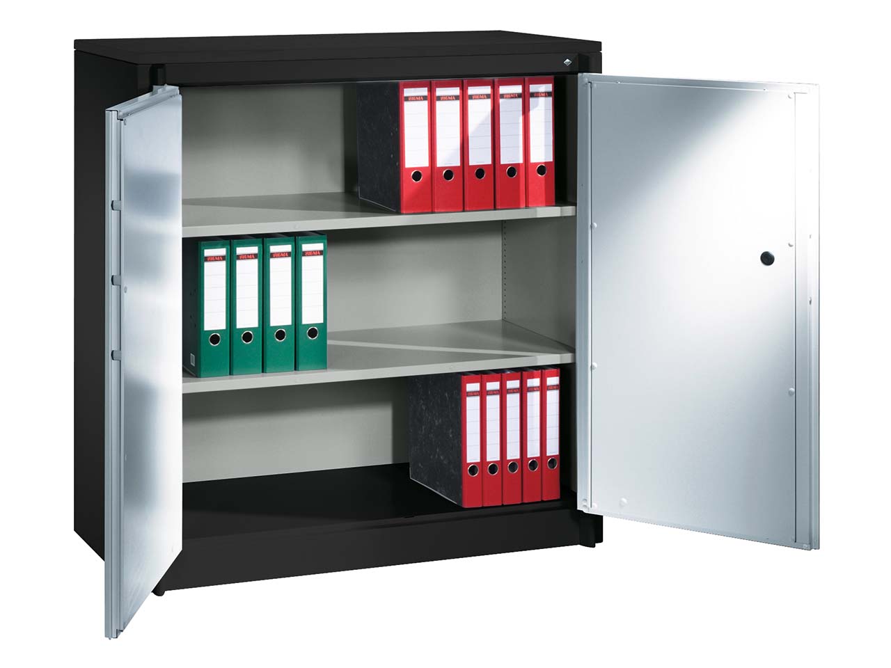 Feuergeschützte Flügeltürenschrank anthrazit/alusilber B 120 cm, H 122,6 cm