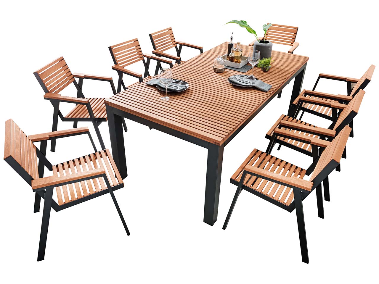 Gartenmöbel-Set 'Berrissimo', 9-teilig, 8 Sessel, 1 Tisch