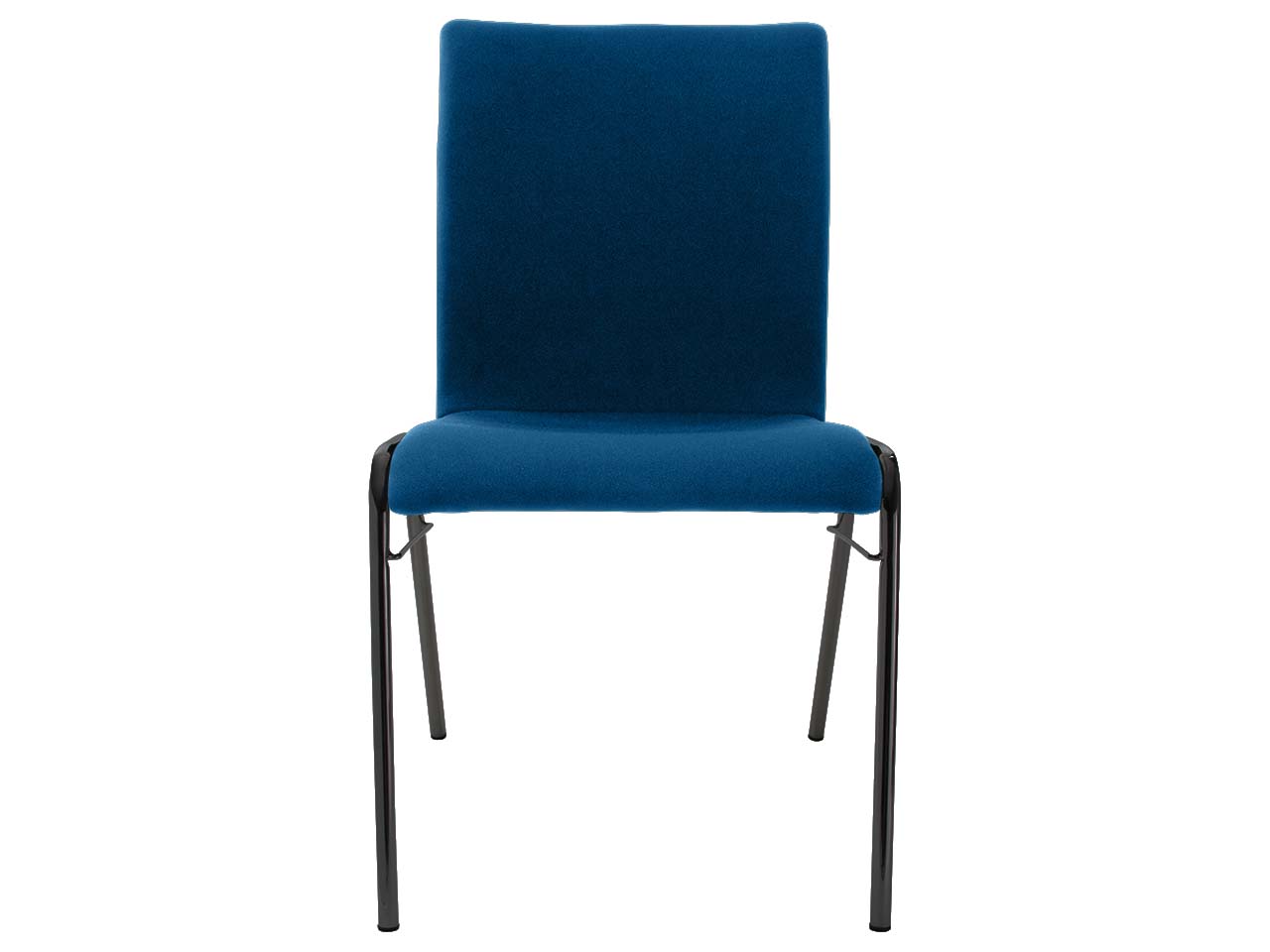 Besucherstuhl 'A45' Buche, Gestell schwarz, Steg, Vollpolster blau