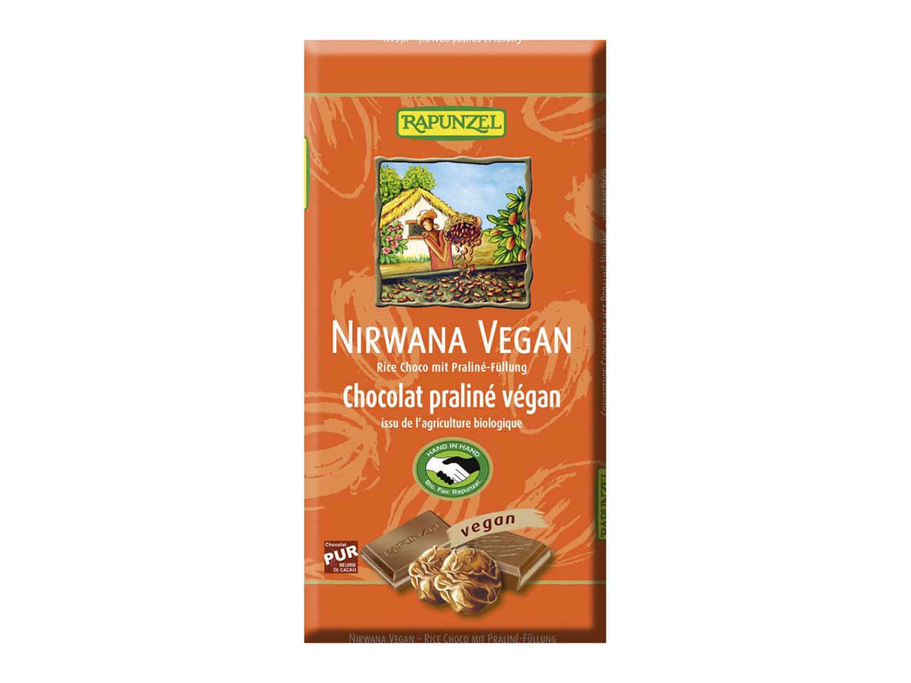 RAPUNZEL Bio-Schokolade mit Praliné-Füllung "Nirwana", 100 g