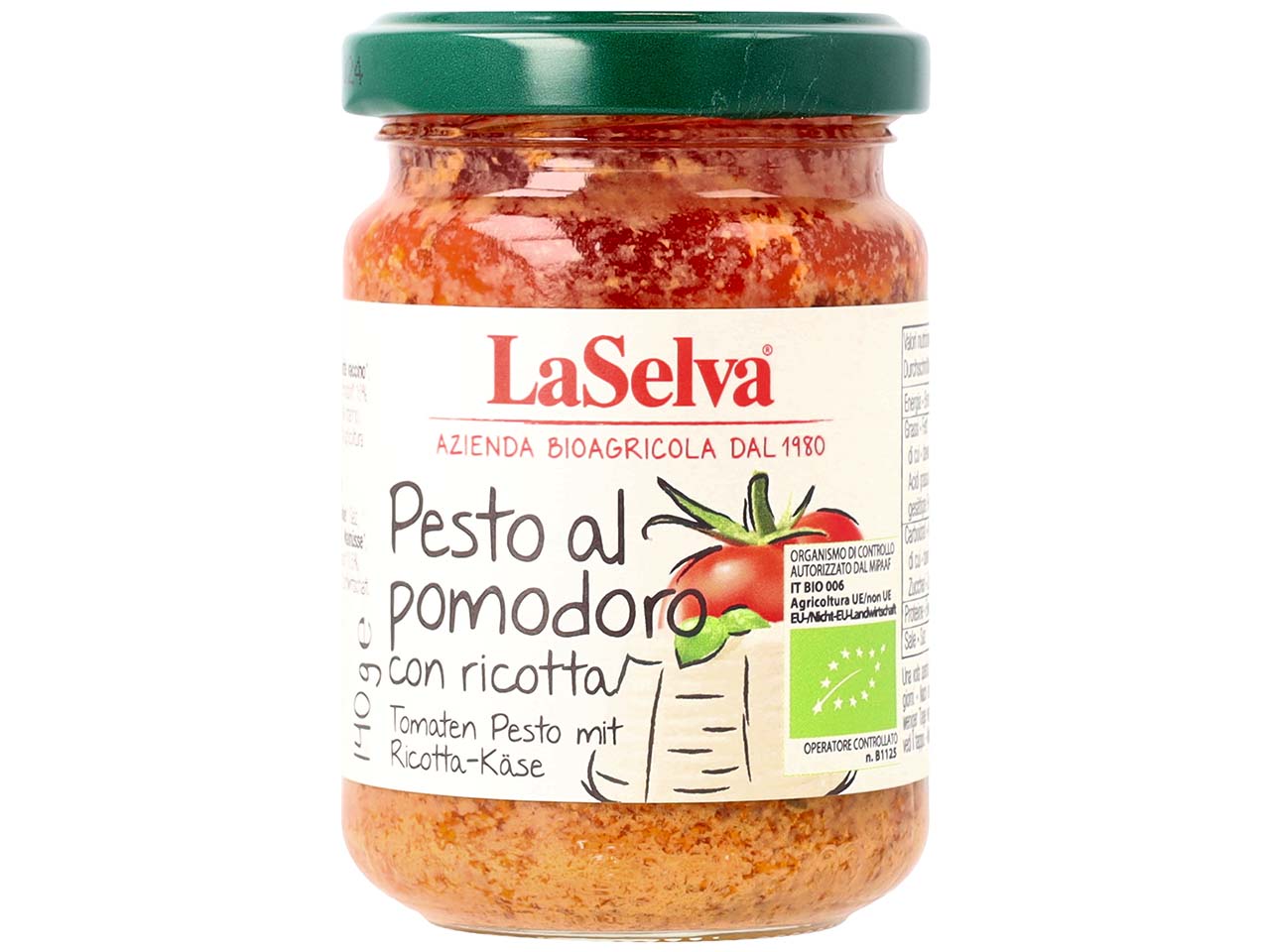 LaSelva Bio-Pesto "Rosso" Tomate mit Ricotta, 140 g