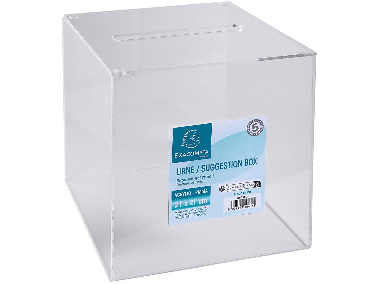 Exacompta Sammelbox "Exacryl" mit abnehmbaren Klappdeckel aus PMMA, 21x21x21cm Exacompta Sammelbox "Exacryl" mit abnehmbaren Klappdeckel aus PMMA, 21x21x21cm