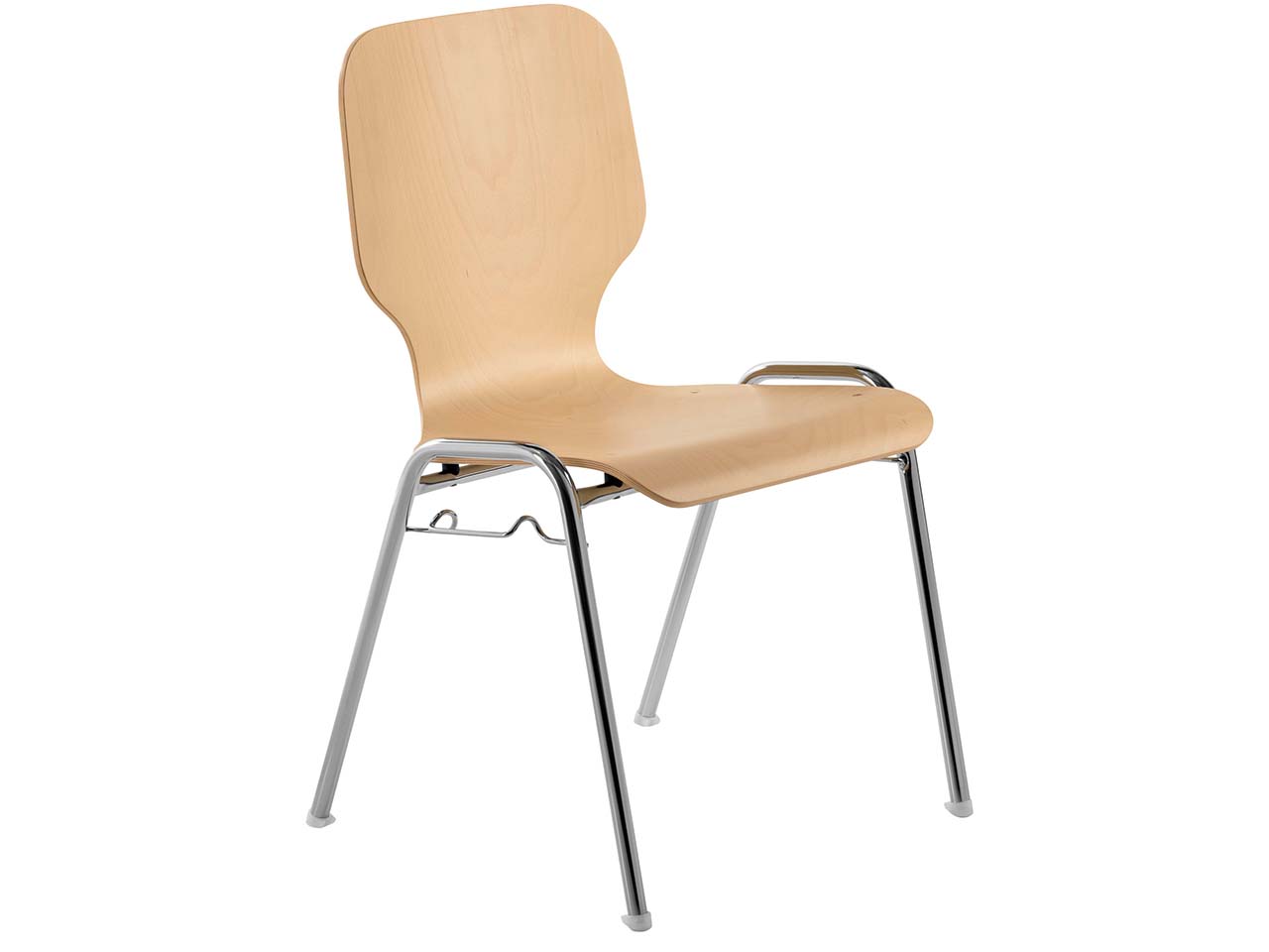 Besucherstuhl "2115" Buche lackiert, Gestell verchromt