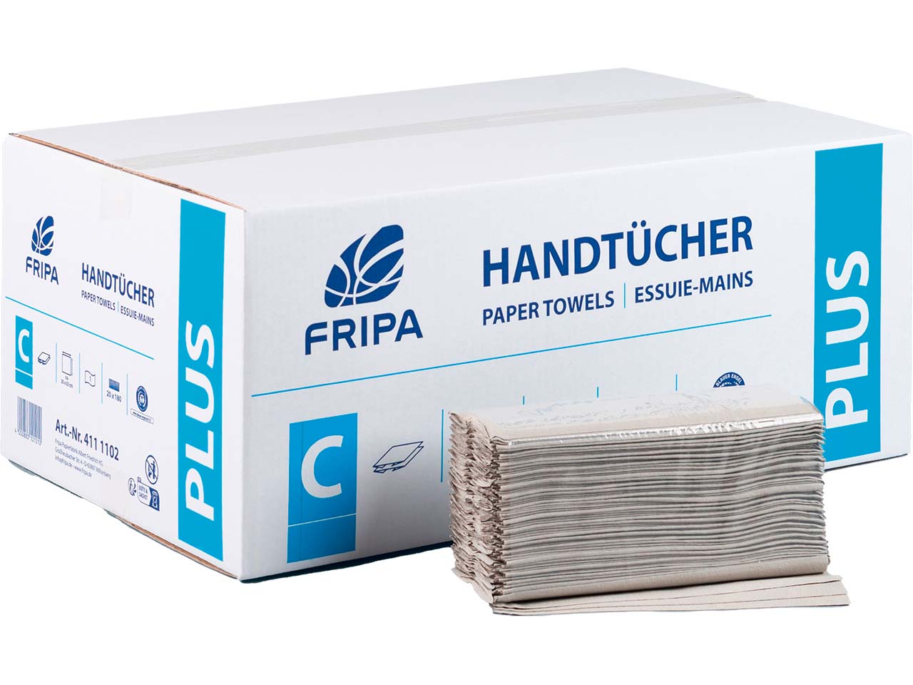 Fripa 3600 Papierhandtücher 25 x 33 cm, 1-lagig, natur, C-Falz