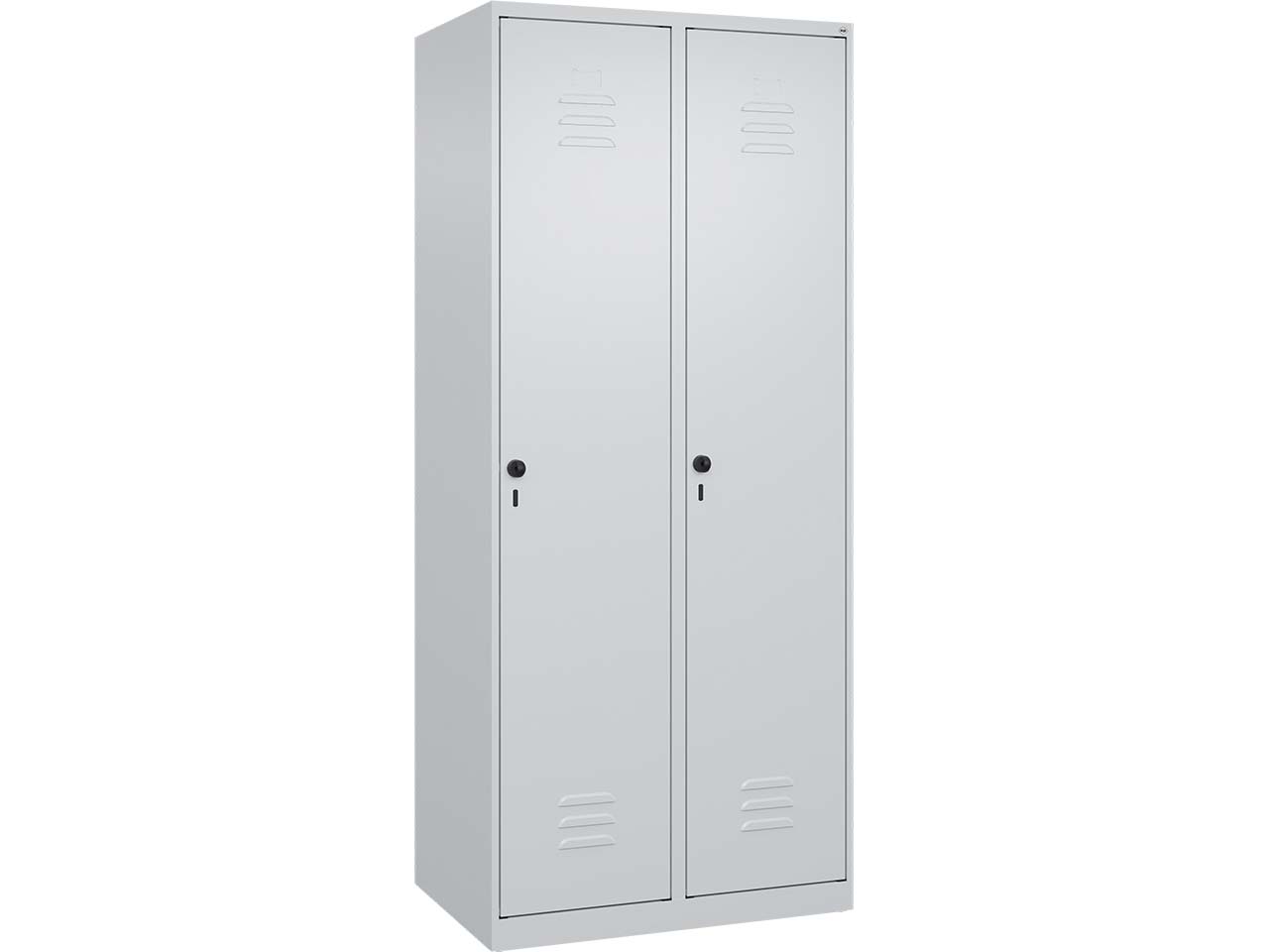 C+P Wäsche-Spind Classic PLUS, 2 Abteile, 1850x800x500mm, Lichtgrau/Lichtgrau