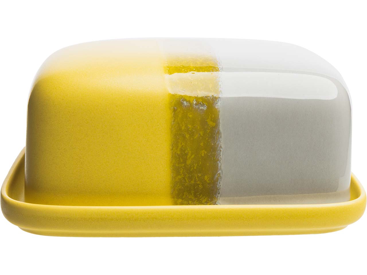 tranquillo Butterdose "INDUSTRIAL" zweifarbig, aus Steingut, gelb/weiß