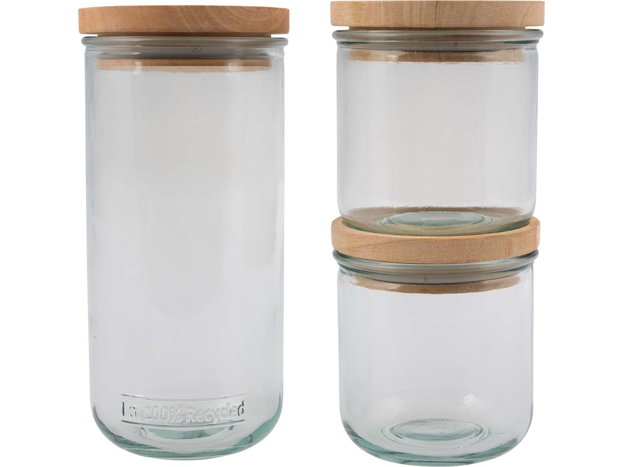 3er-Set Aufbewahrungsgläser aus Recyclingglas, mit Deckel