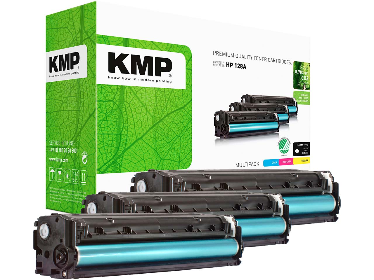 KMP Druckkassette ersetzt hp CF371AM, Nr. 128A cyan, magenta, gelb
