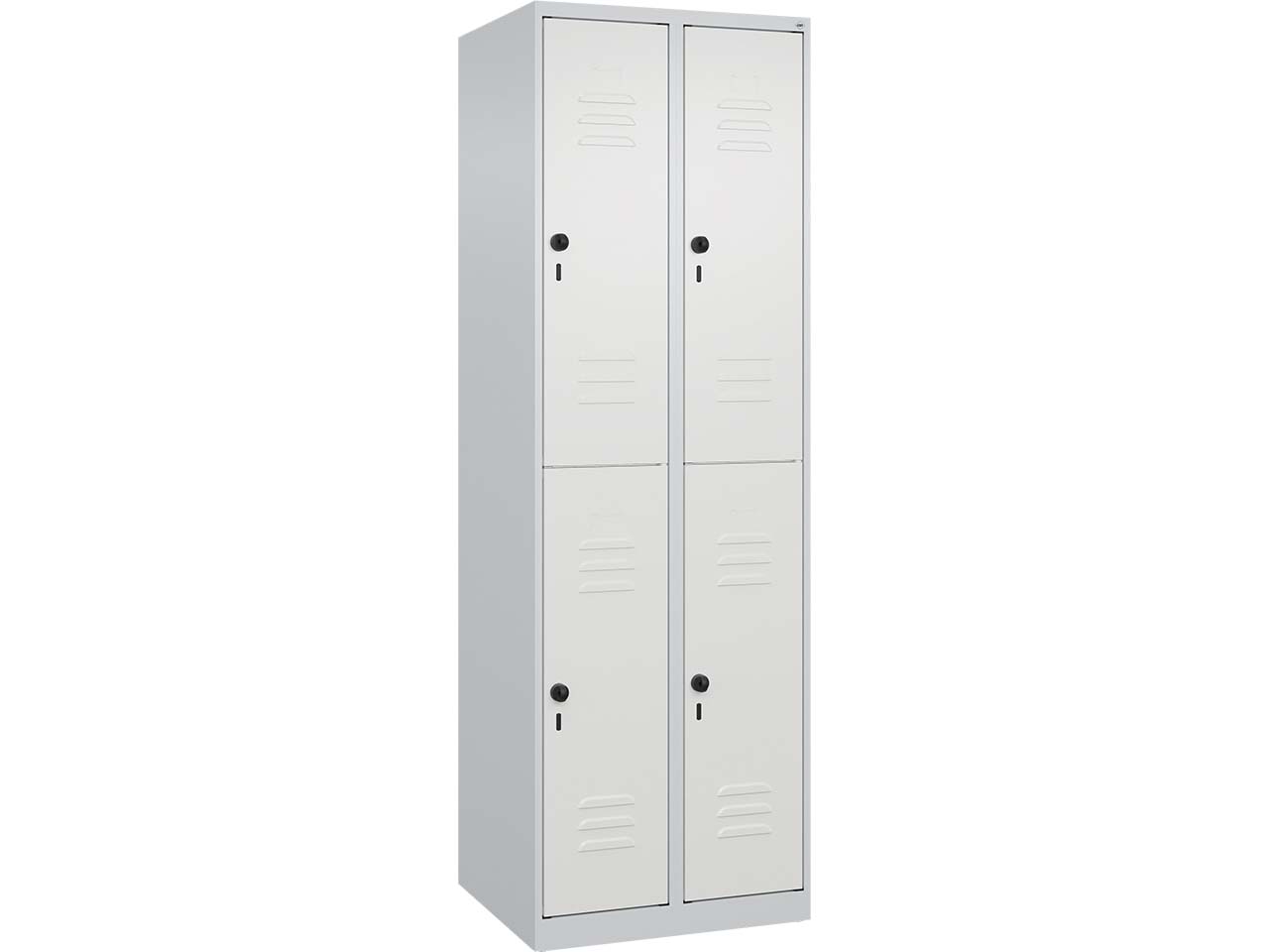 C+P Doppelstock-Spind Classic PLUS, 4 Fächer, 1850x600x500mm, Lichtgrau/Verkehrsweiß
