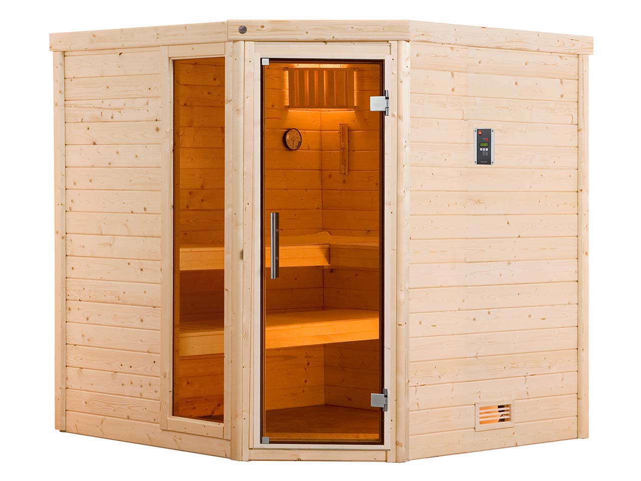 weka Massivholzsauna "Turku" mit Glastür und Fenster, inkl. 7,5 kW Saunaofen "Klassik"