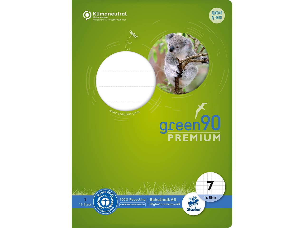 Staufen "Premio" Schulheft DIN A5, 90 g/m², Lineatur 7