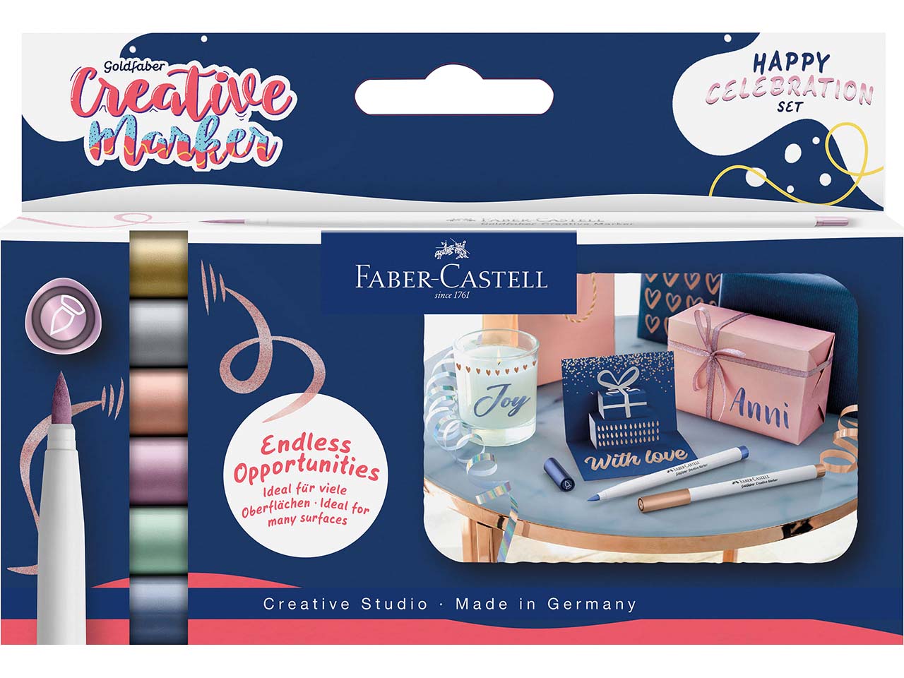 Faber-Castell 6er-Set Goldfaber Creativ-Marker "Happy Celebration" B-Spitze