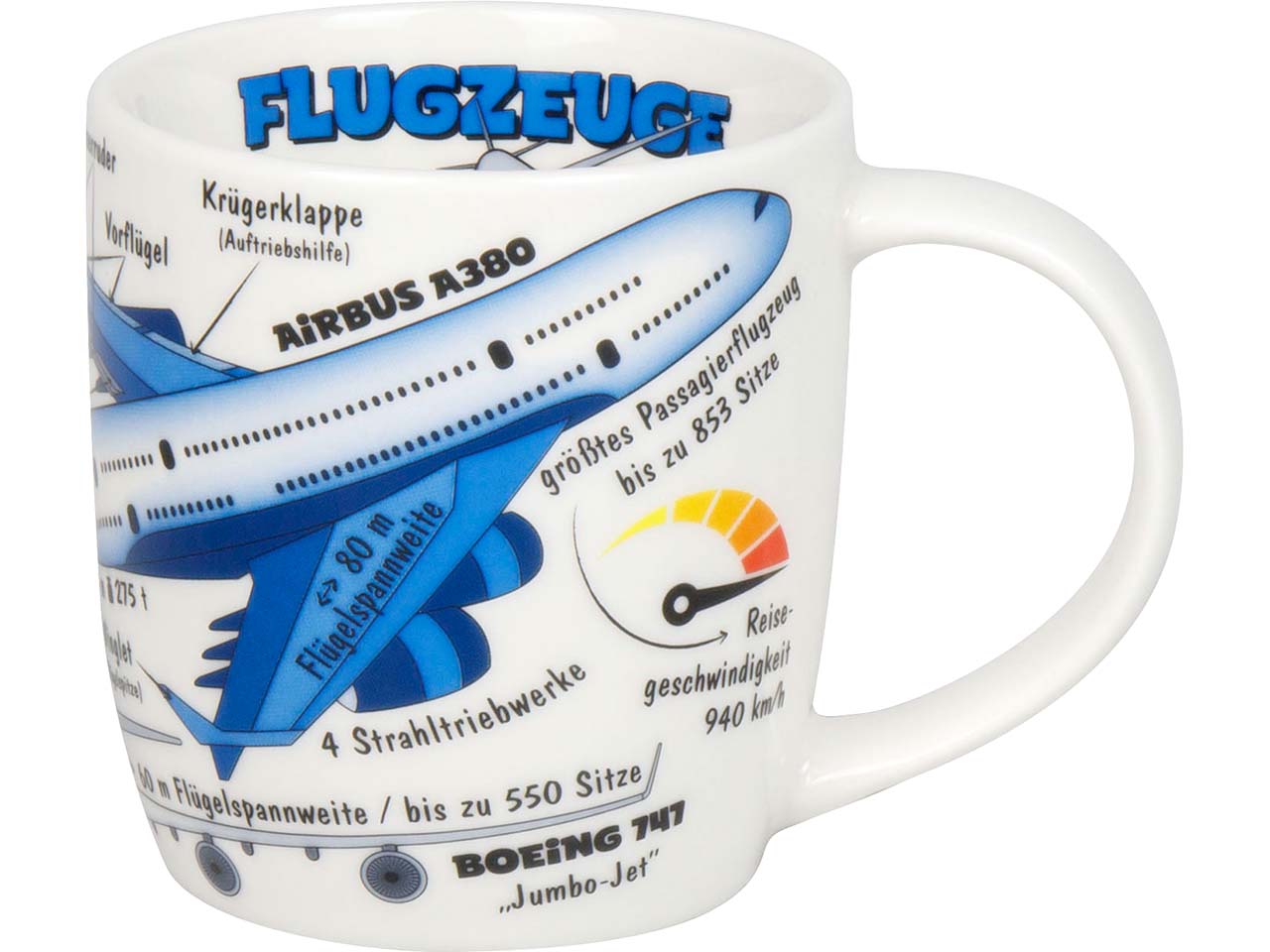 Könitz Kinder-Tasse "Kid´s Wissen Flugzeuge" 230 ml aus Porzellan