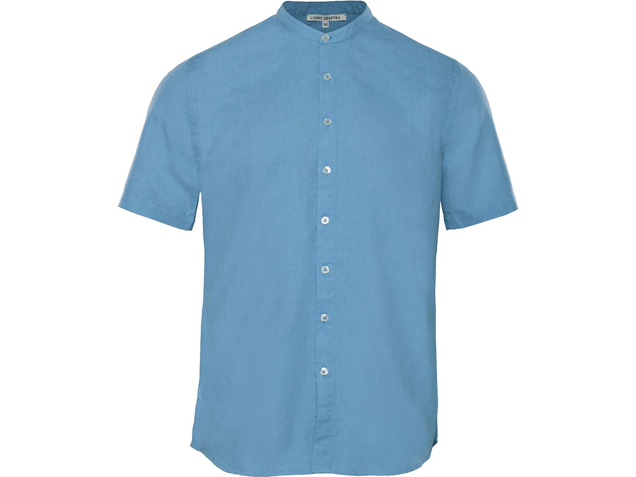 Living Crafts Herren-Hemd "RUBEN" mit Mandarin-Kragen, ozean, Gr. 50