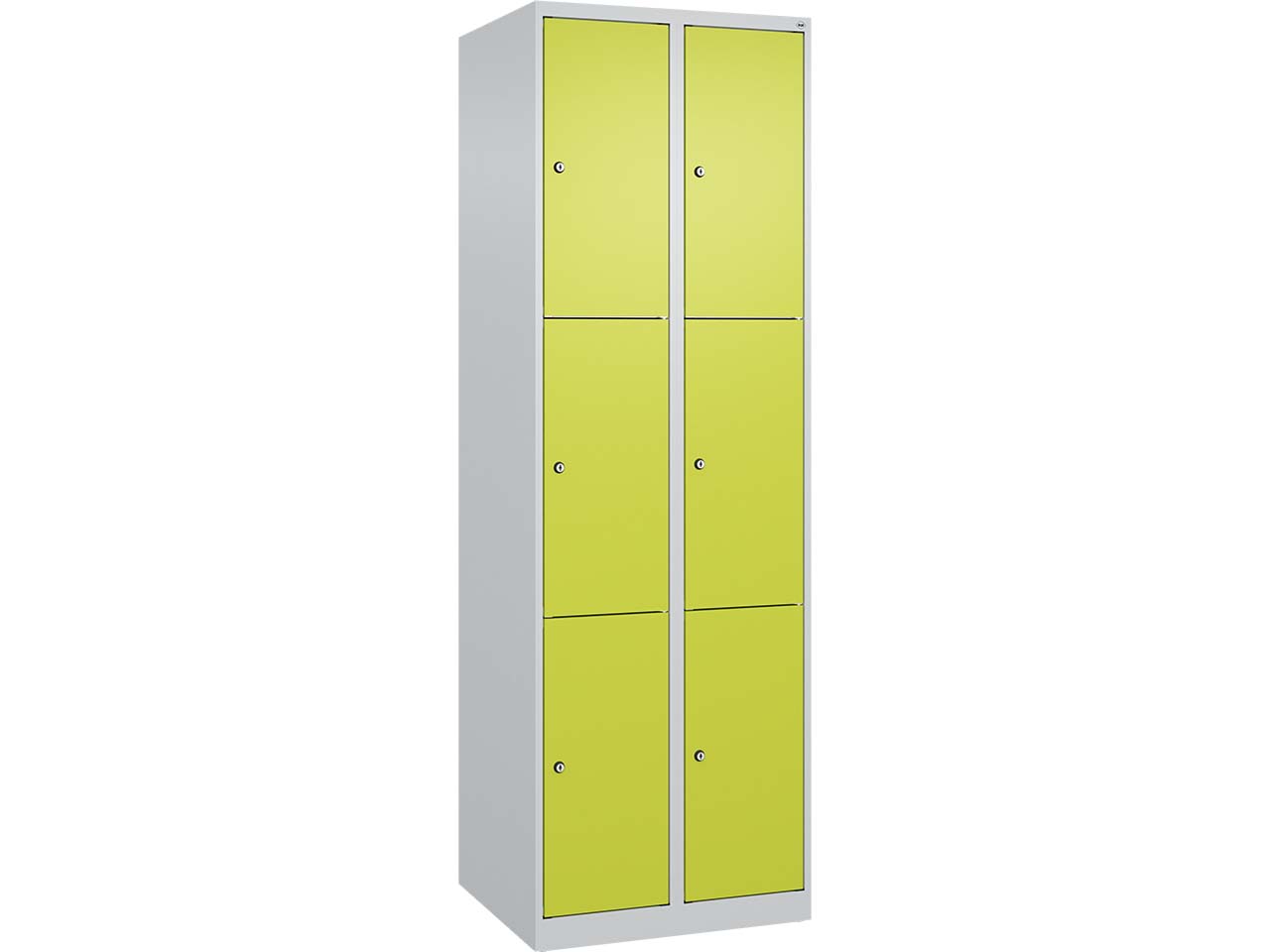C+P Schließfachschrank Classic PLUS, 6 Fächer, 1850x600x500mm, Lichtgrau/Clowngrün