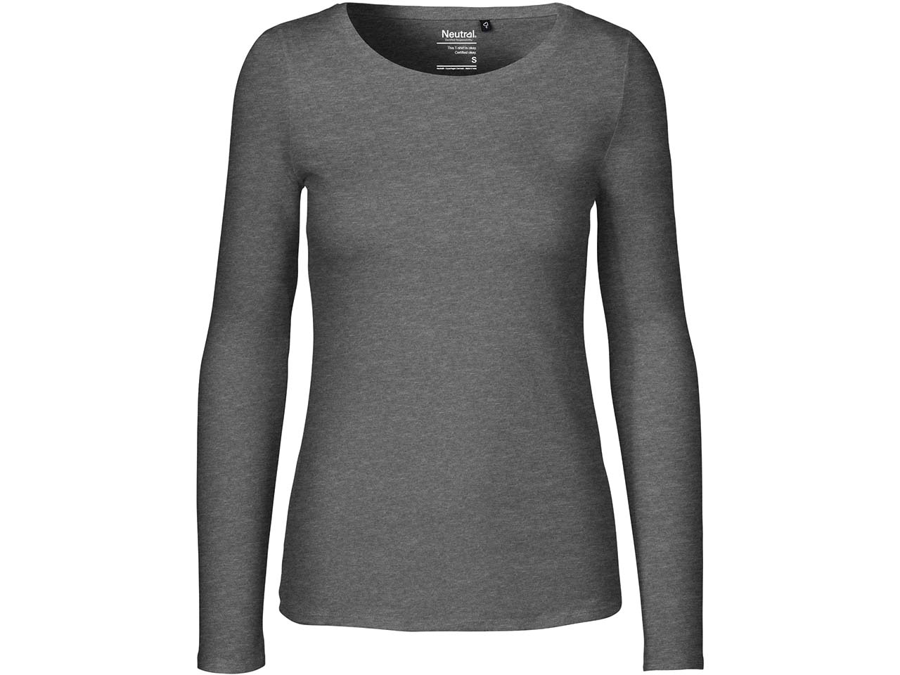 Neutral Bio-Damen-Langarmshirt mit Rundhalsaussschnitt dark heather, Gr. XL