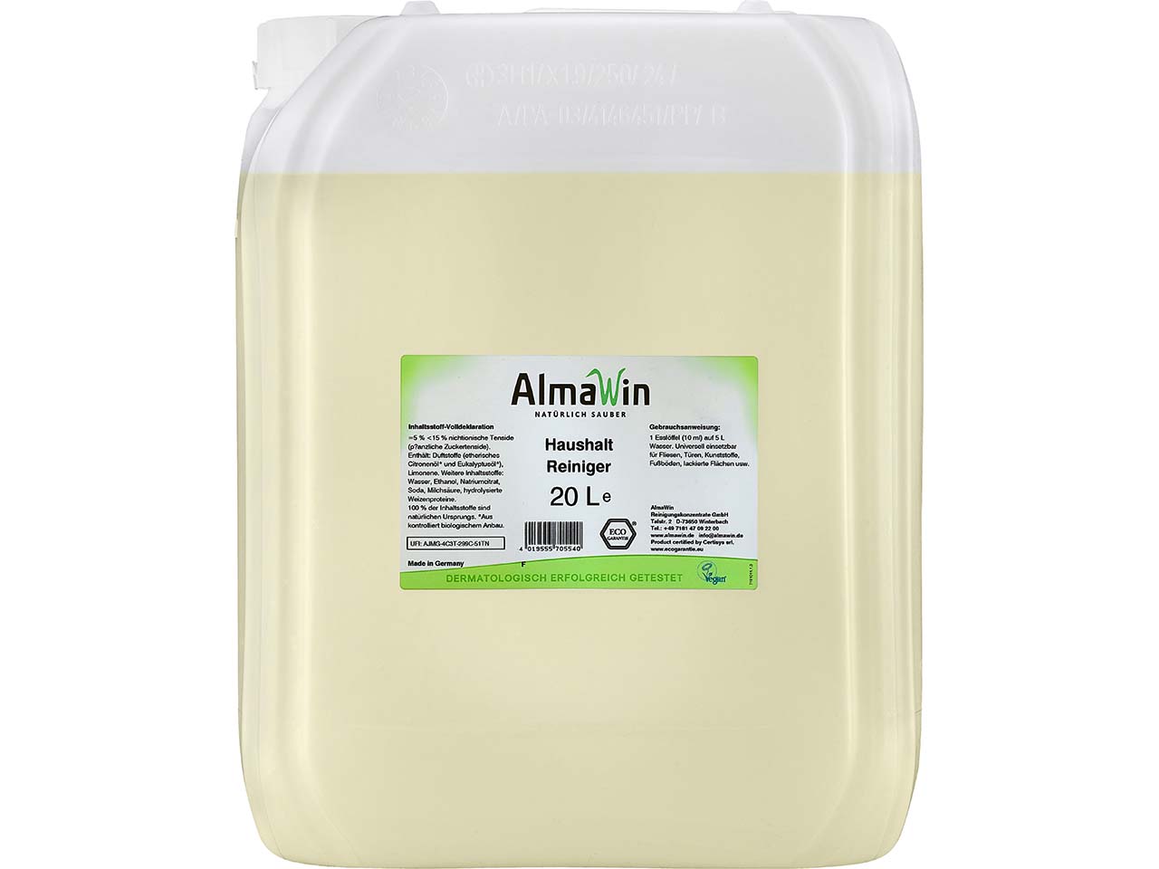 AlmaWin Haushaltsreiniger "zitronig frisch", Kanister, Nachfüllung, 20 l