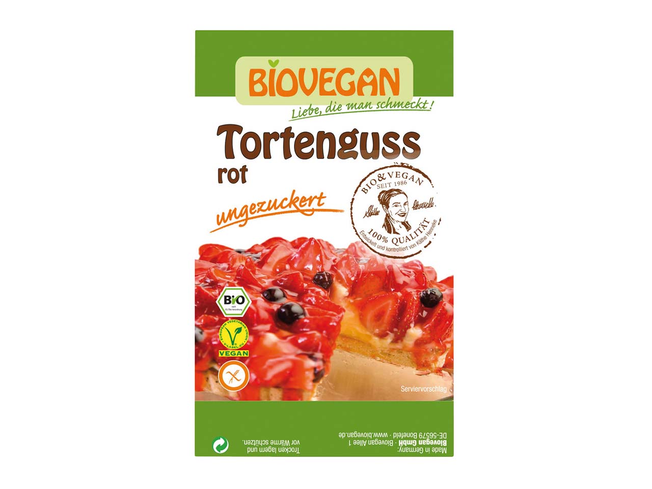 BIOVEGAN Bio-Tortenguss, rot, ungezuckert, 2 x 7 g