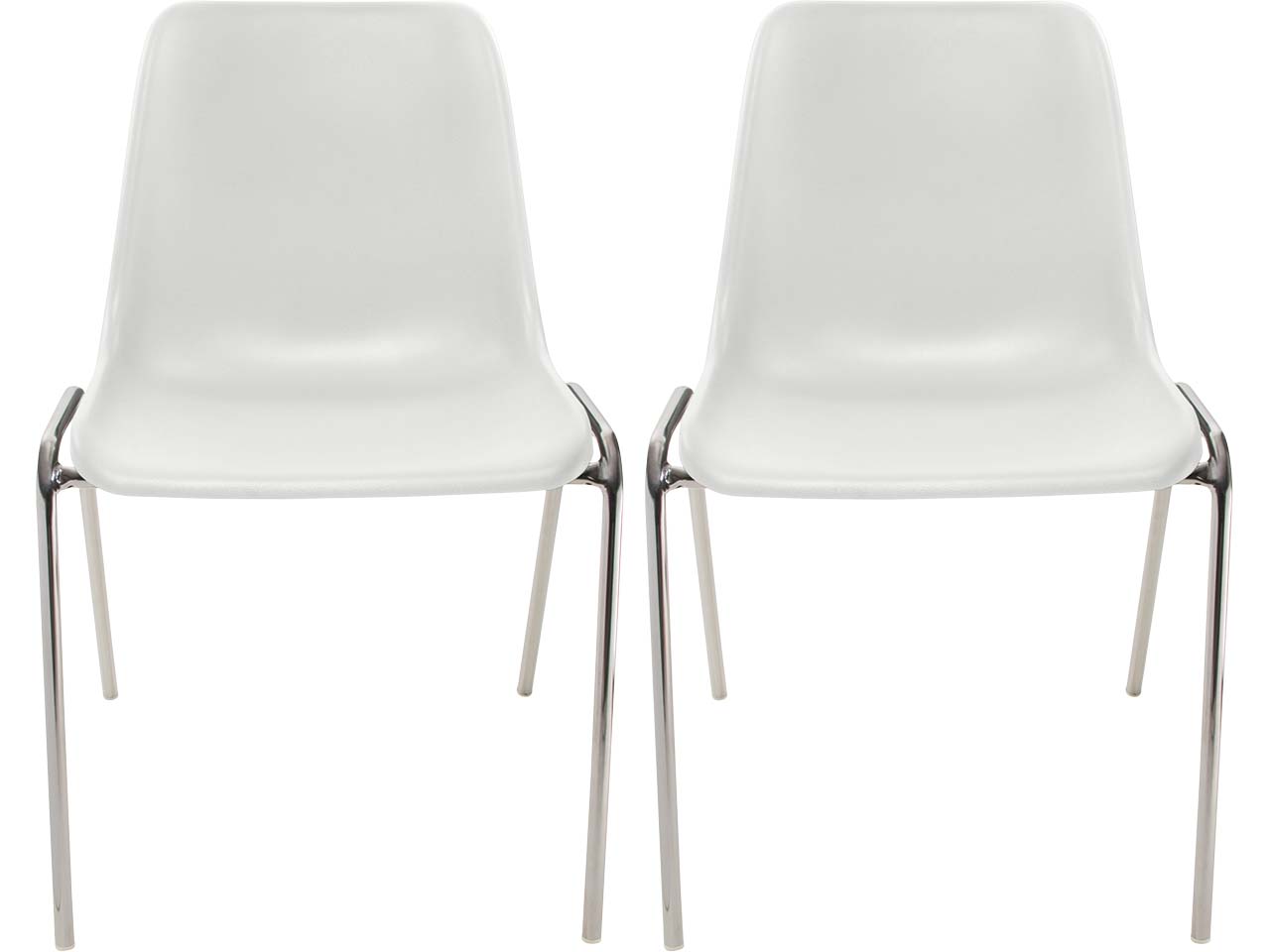2x Besucherstuhl "ECO" Gestell verchromt, Kunststoffschale weiß