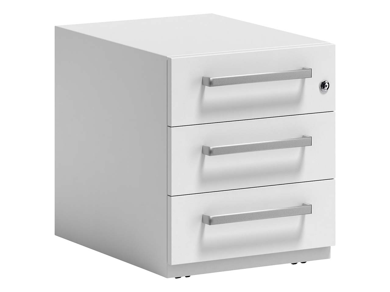 BISLEY Rollcontainer "Note" mit Griff, 3 Schubladen T 56,5 cm verkehrsweiß