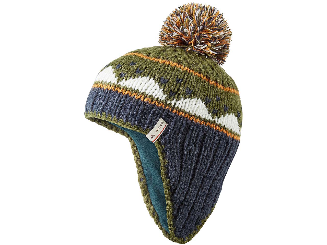 VAUDE Kinder-Bommelmütze "Knitted Cap IV" mit Ohrenschutz, woodland, Gr. S