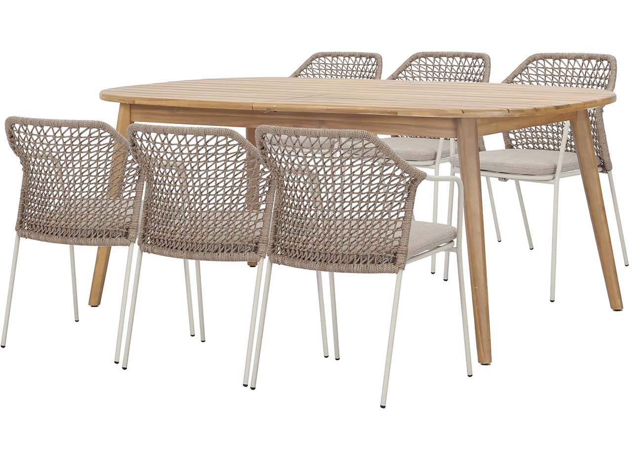 Gartenmöbel-Set "Siena & Burano", 7-teilig, 6 Stühle, Tisch 100 x 180/240 cm, sand