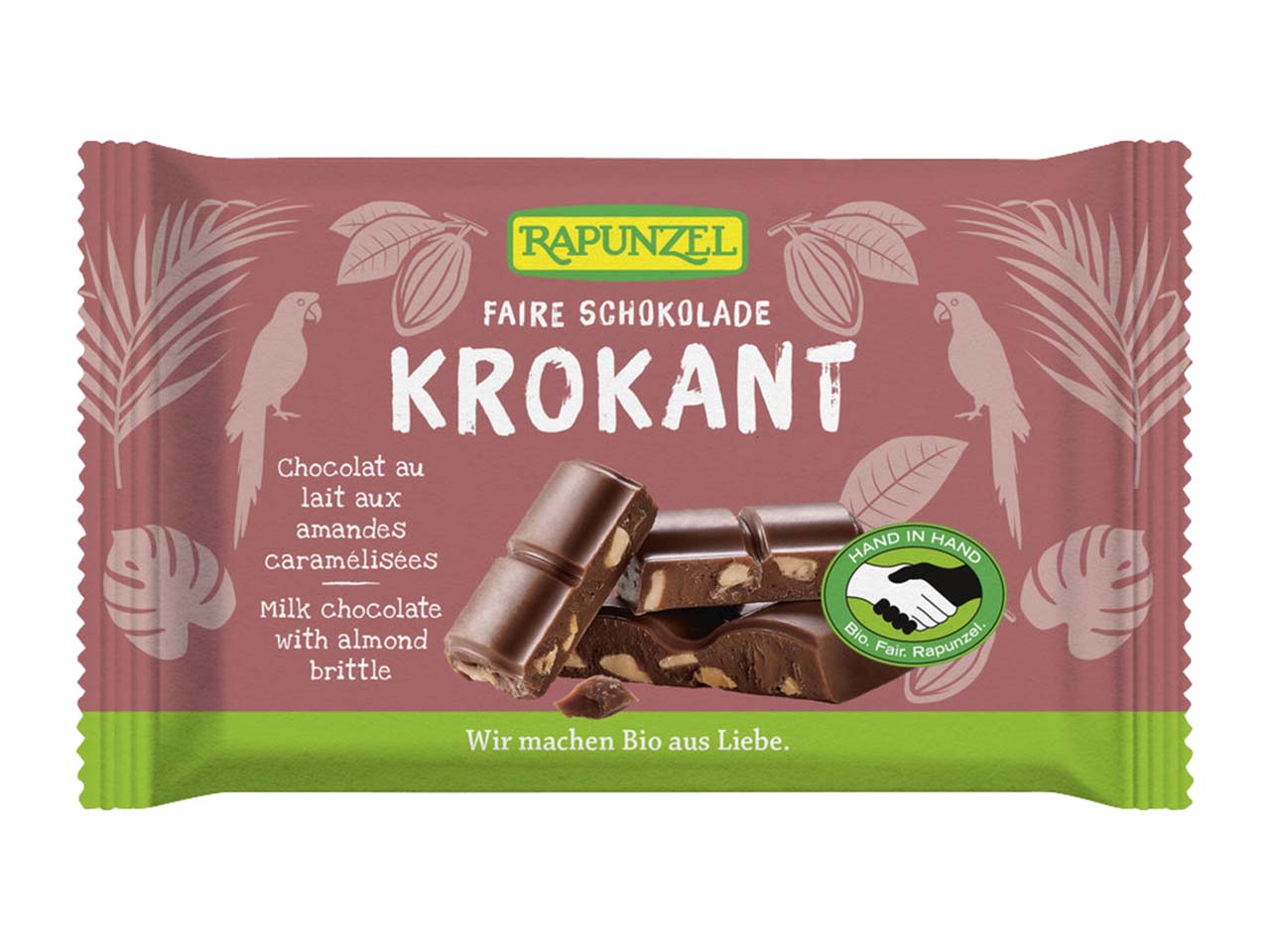 RAPUNZEL Bio-Vollmilch-Schokolade mit Mandelkrokant, 100 g