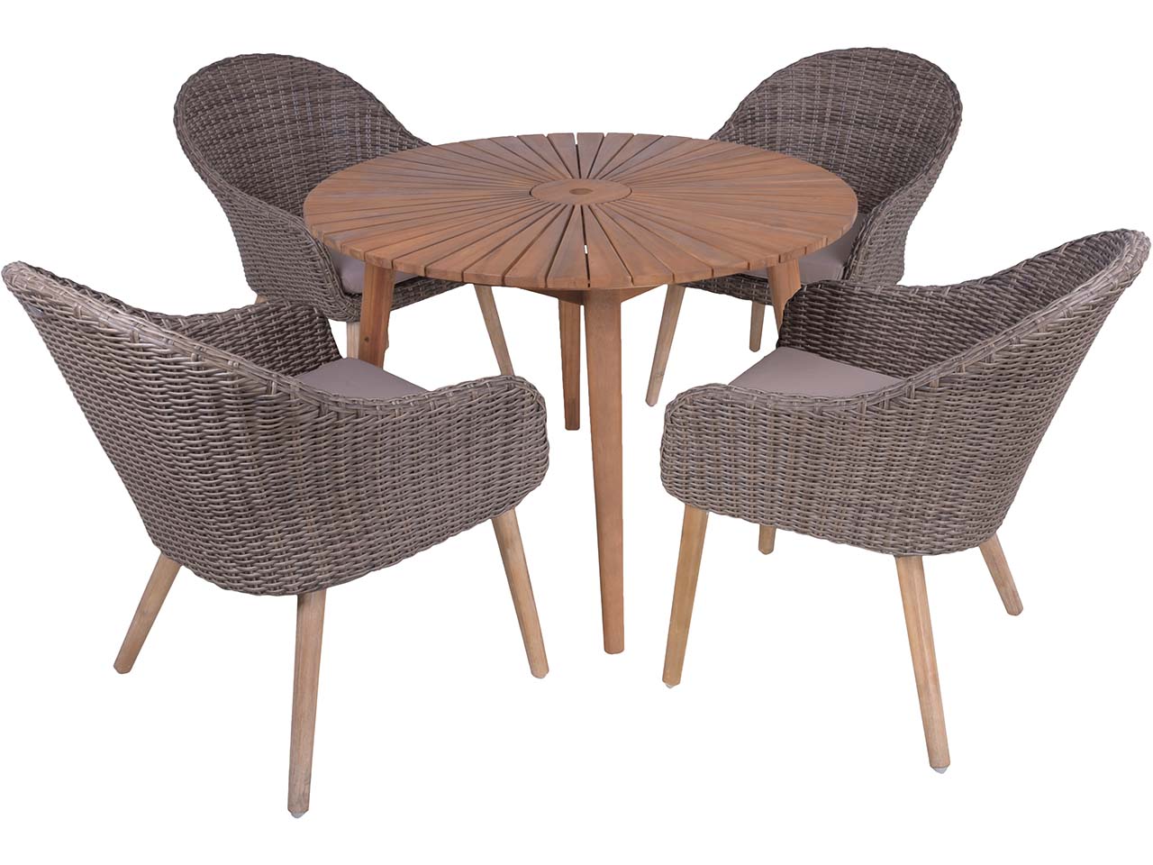 Gartenmöbel-Set "FREMONT/PUEBLO 01" 5-tlg. 1 Tisch Akazie, 4 Sessel KSgefl. dunkelbraun