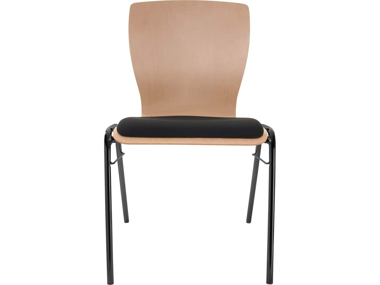 Besucherstuhl "A29" Buche, Gestell schwarz, Steg, Sitzpolster schwarz