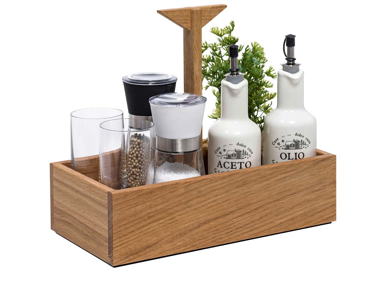 FAIRWERK Gewürzkiste mit Griff, klein, B 30 x T 15,5 x H 8 cm, Eiche geölt