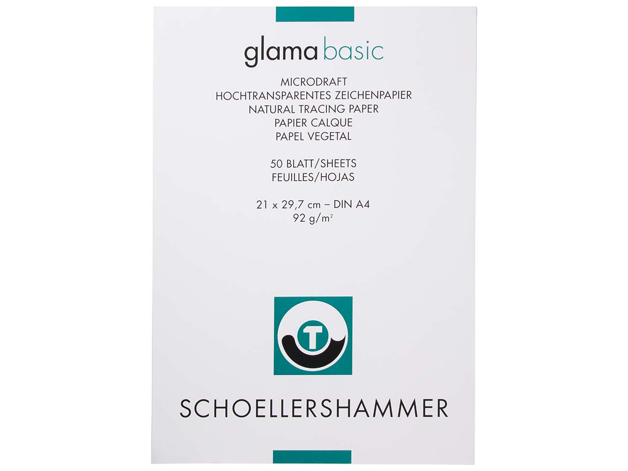 SCHOELLERSHAMMER Skizzenblock "glama basic" hochtransparent, DIN A4, 92 g/m², 50 Blatt
