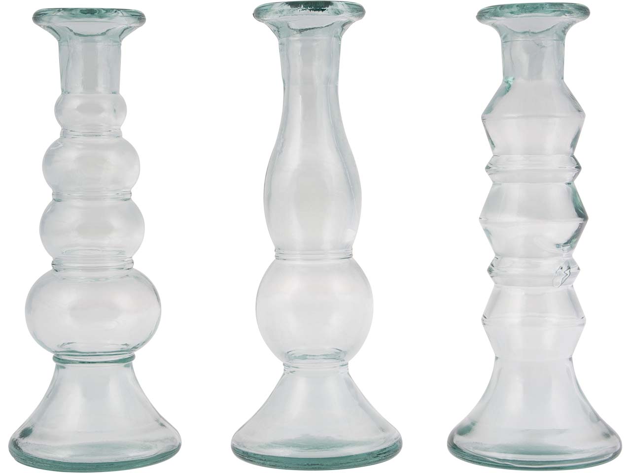 Kerzenständer aus Recyclingglas, 3 Stk.