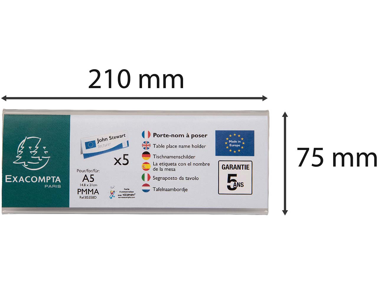 5er Pack Exacompta Tischnamensschilder "Exacryl" horizontal, aus PMMA, DIN A5 quer 5er Pack Exacompta Tischnamensschilder "Exacryl" horizontal, aus PMMA, DIN A5 quer