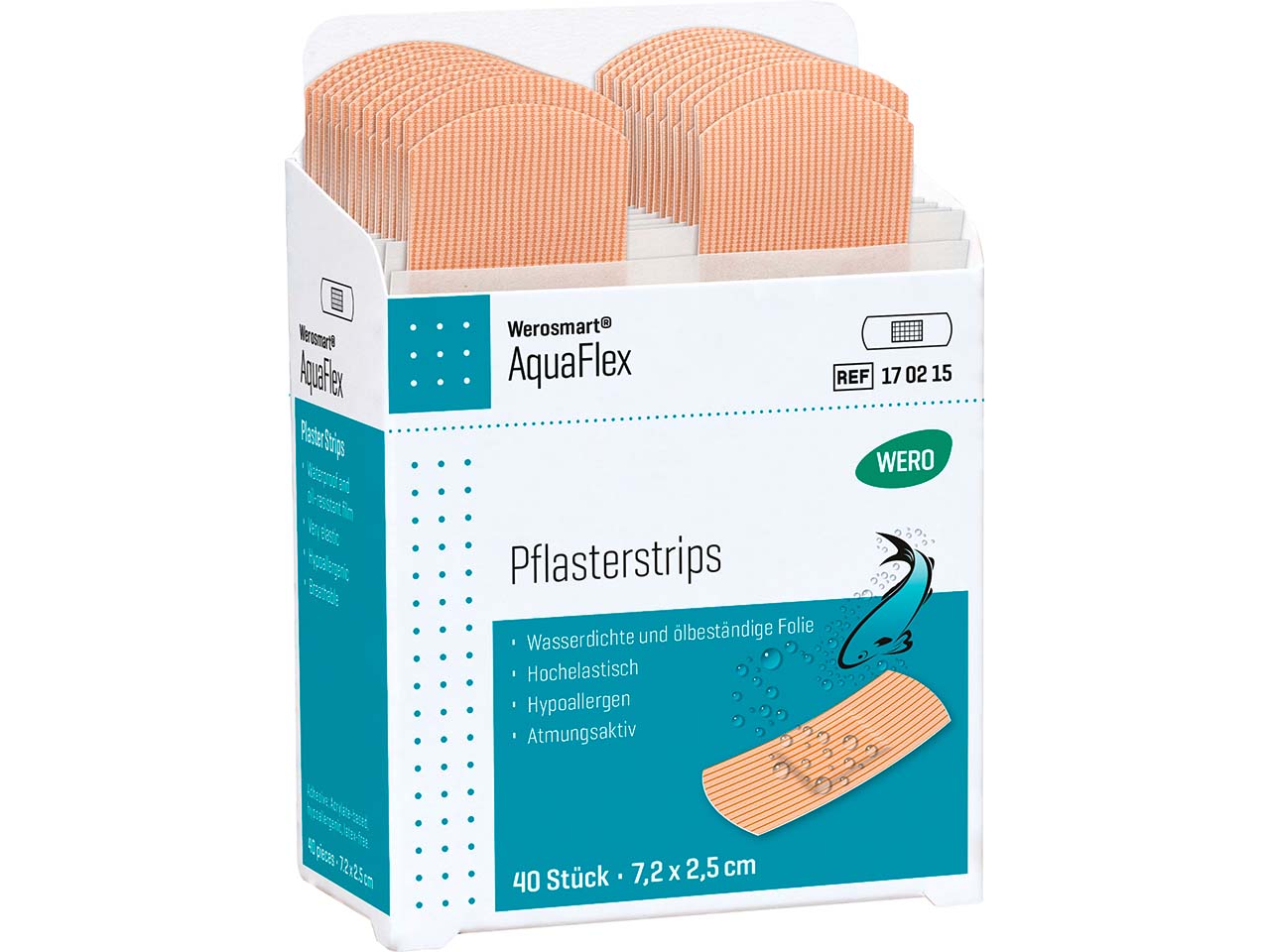 WERO Werosmart AquaFlex Pflasterstrips, 7,2 x 2,5 cm, 40 Stück für WERO Smart Box