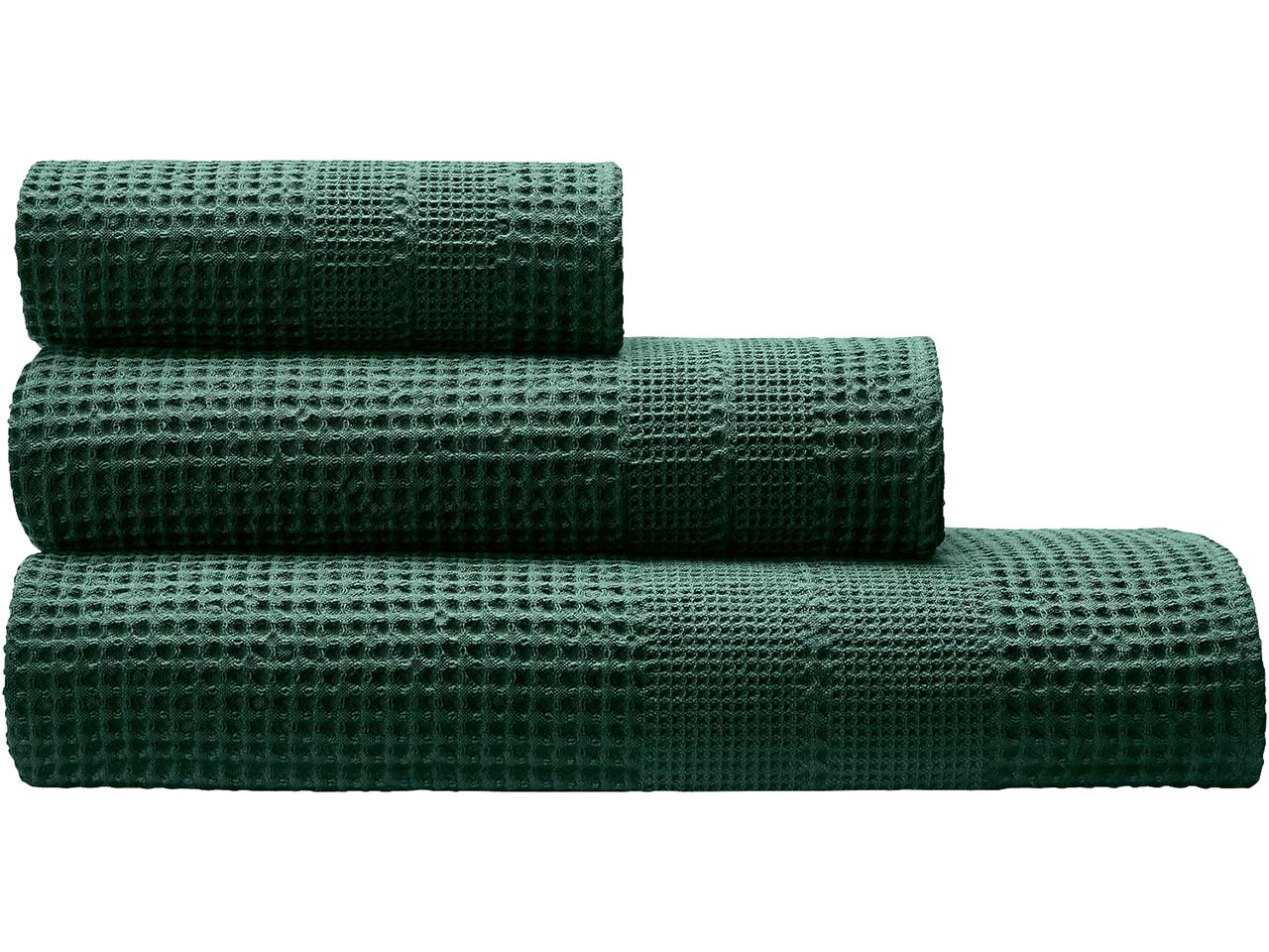 Cotonea Waffelpikee Handtuch, 50 x 100 cm, Bio-Baumwolle, smaragd
