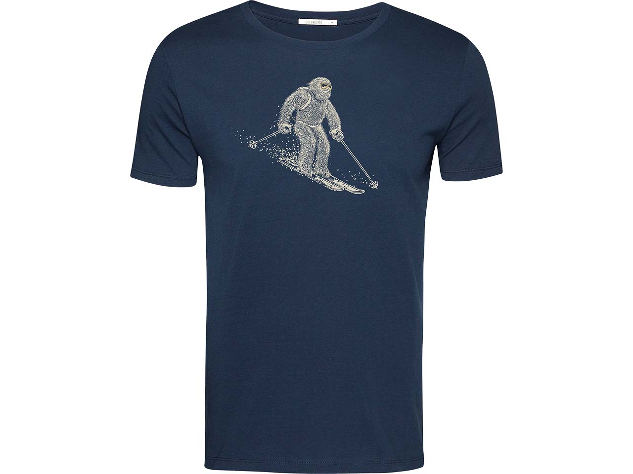 GREENBOMB Bio-Herren-T-Shirt "Yeti Ski" mit Rundhalsausschnitt, navy, Gr. XL