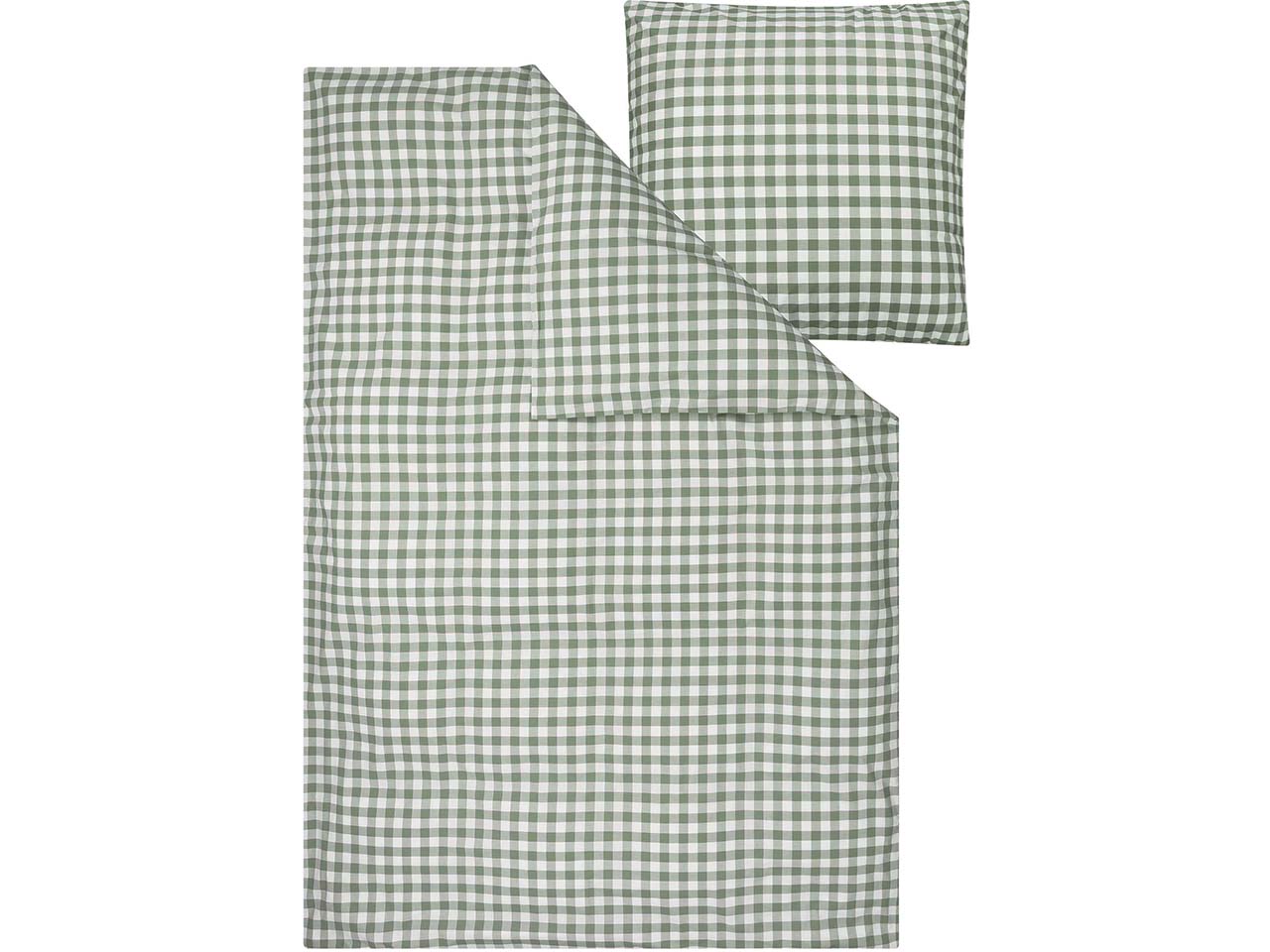 MELA Bio-Bettwäsche "MAJULI CHECKS" aus Perkal, 2-tlg., 155x220/80x80 cm, herbalgreen/weiß