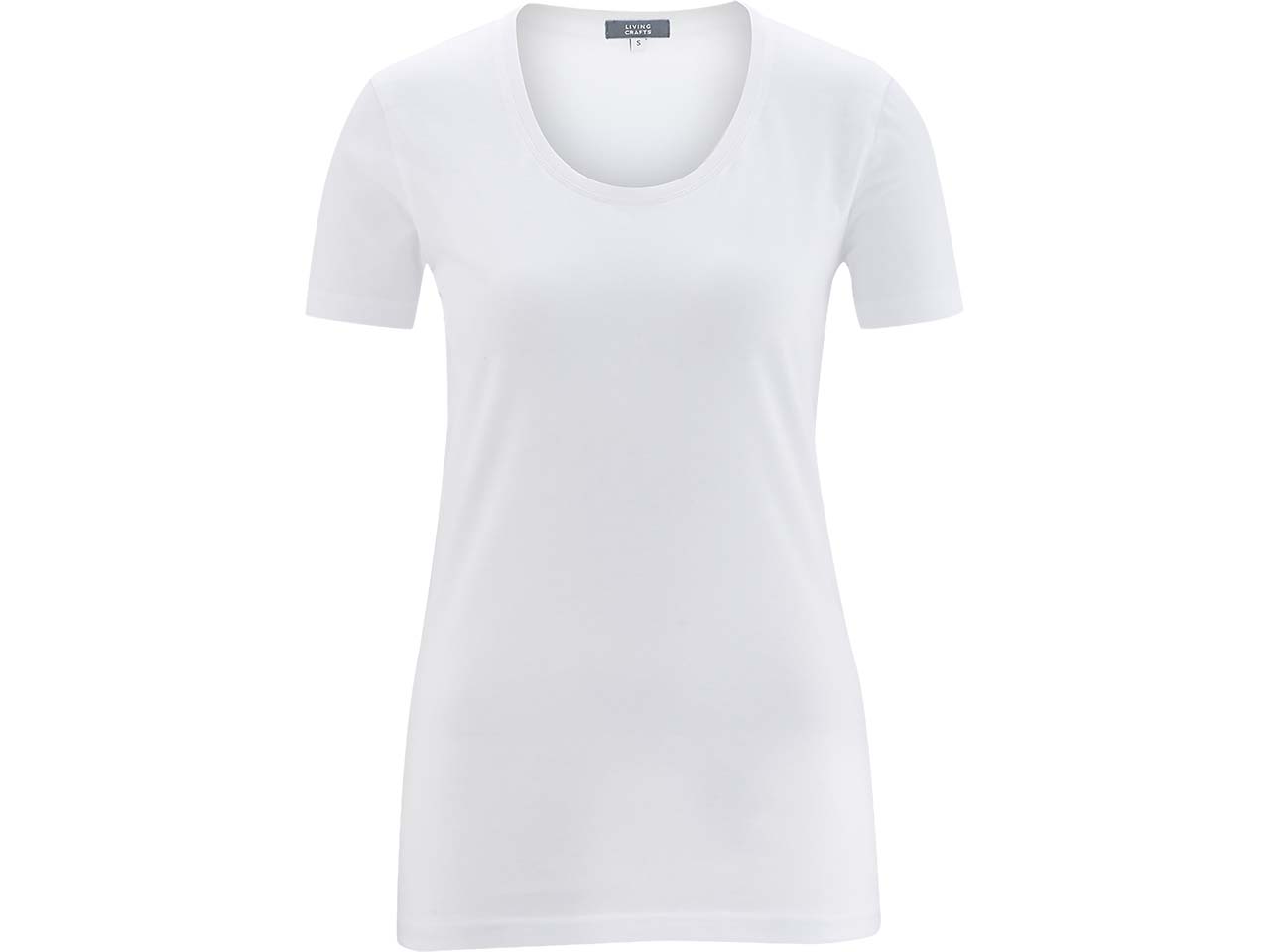 Living Crafts Bio-Damen-T-Shirt "FRIEDA" mit Rundhalsausschnitt, white, Gr. XS