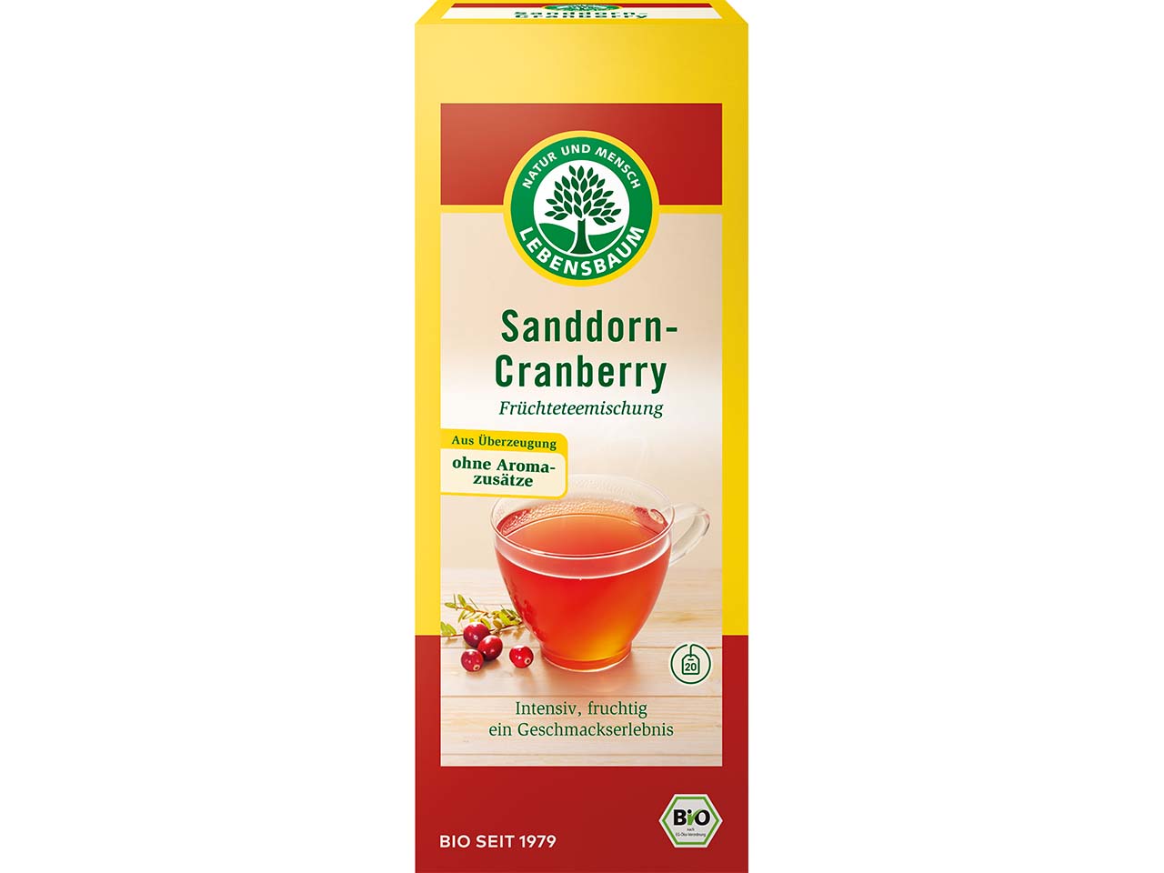 LEBENSBAUM Bio-Früchtetee-Mischung Sanddorn-Cranberry, 20 x 2,5 g