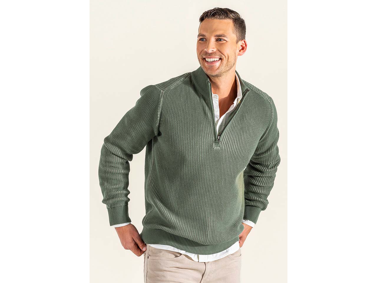 Living Crafts Bio-Herren-Troyer "SAMY" mit zweifarbigem Strick, meadow, Gr. L