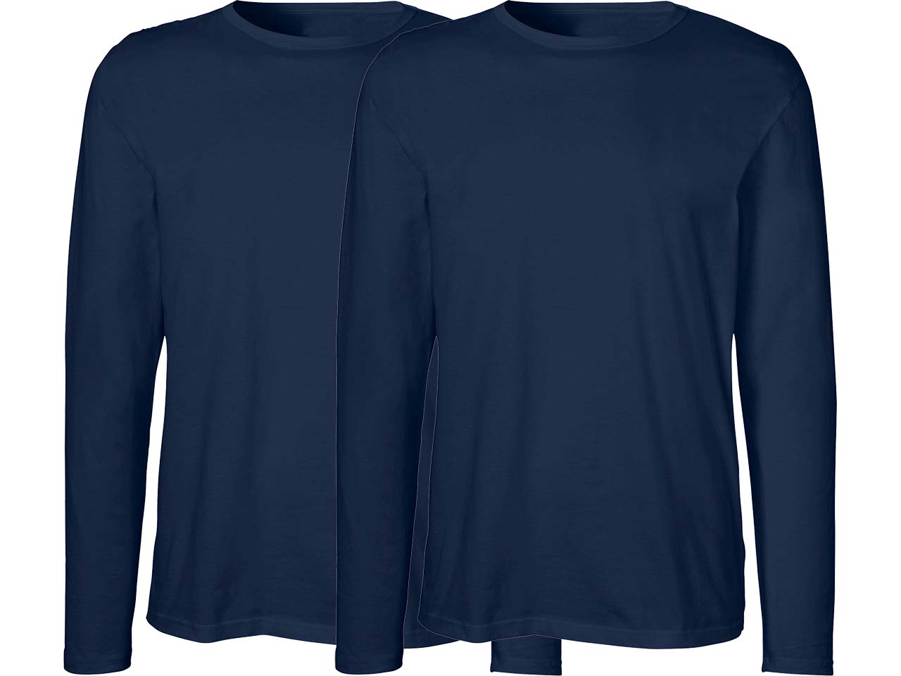 Neutral 2er-Pack Bio-Herren-Langarmshirt mit Rundhalsausschnitt, navy, Gr. XL